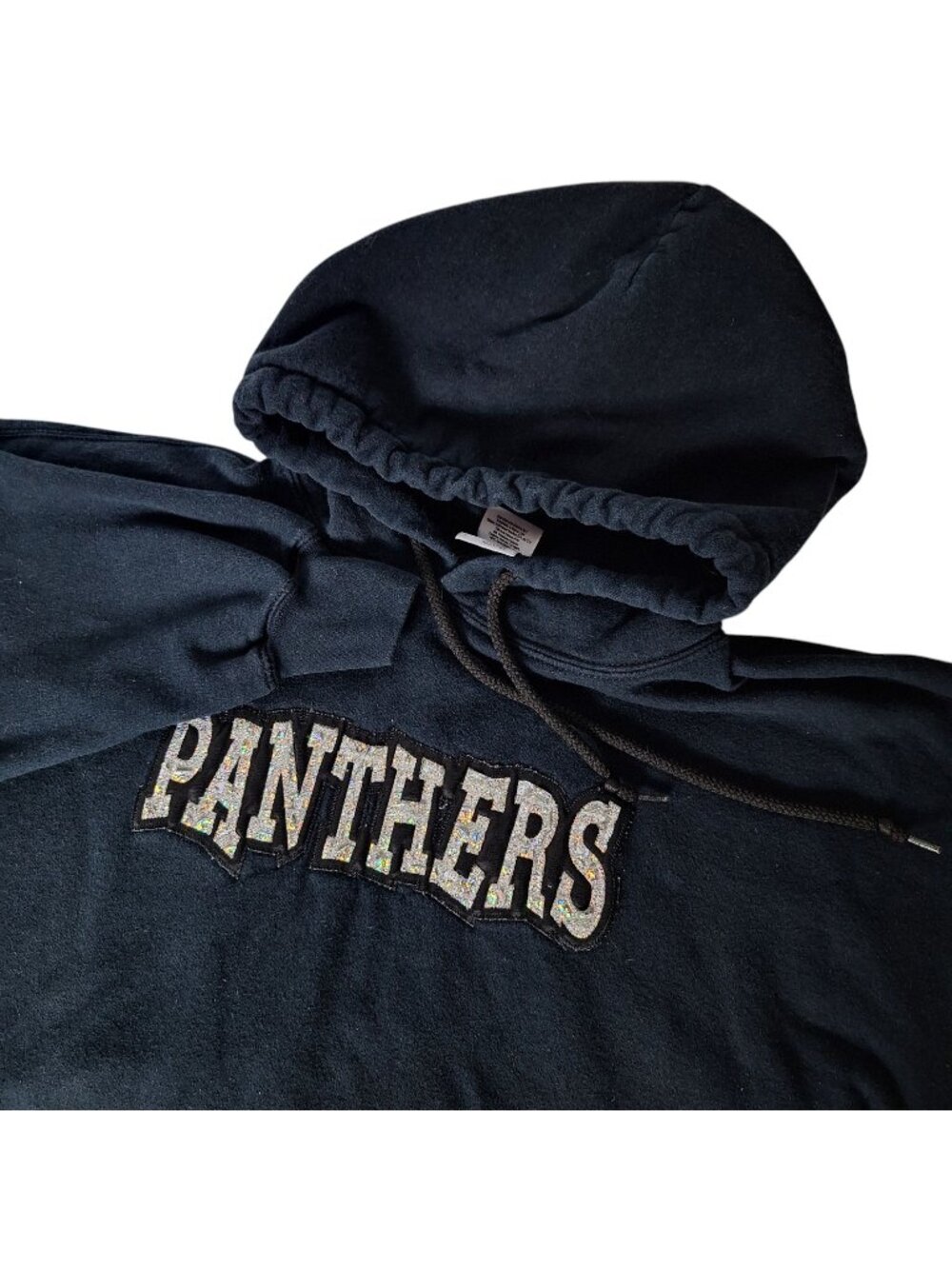 Gildan Heavy Blend Panthers Hoodie Sweatshirt Men Large L Black Sparkle Graphic